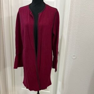 Burgundy Open Front Cardigan